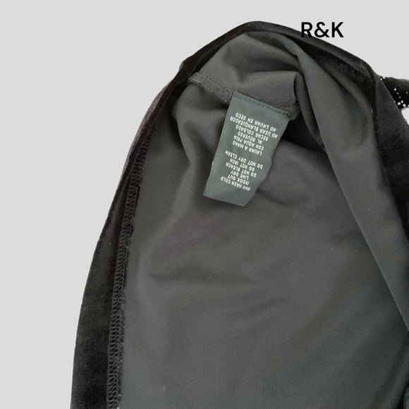 R & K Originals 3/4 Sleeve Black Dress Velvet Knit Evening Festive - Size 12 - Picture 7 of 7